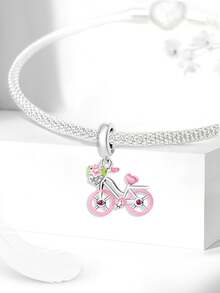 1 chiếc mặt dây chuyền mạ bạc hình thỏ dễ thương, xe đạp hồng, giày cao gót, tai nghe, bọ rùa, chai nước hoa, thích hợp để làm vòng tay DIY cho nữ. - Bạc - Xem 7