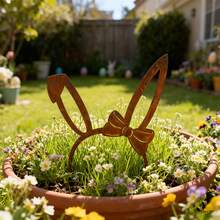 1pc Outdoor Rusty Metal Garden Decor, Easter Bunny Garden Sign, Metal , Garden Decor, For Outdoor Yard Decoration, Seasonal Decor, Garden Decor, Holiday Decoration - Rust Brown - View 9