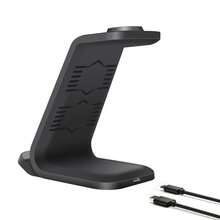 3-In-1 Wireless Charger Station Compatible With Samsung Galaxy S25 Ultra/S24 Ultra/S23/S22/Note 20/Z Flip/Fold 7/6, Compatible With Samsung Galaxy Watch Ultra/8/7/6, Compatible With Galaxy Buds 3/3 Pro - Black - View 9