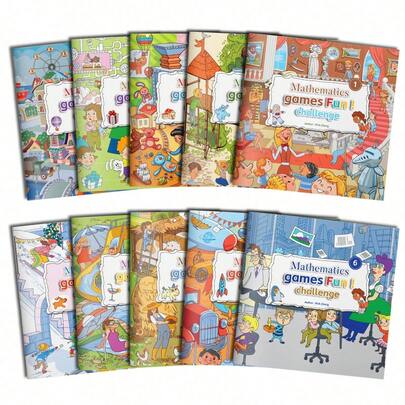 Mathematics Games Fun Challenge Series, Math Puzzle And Logic Game Books With Numbers, Patterns And Problem-Solving Activities, Game-Style Learning Pages, Colorful Illustrated Designs, Multiple Themes Available