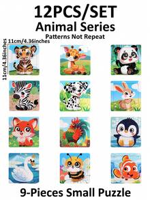 1/4/8/12/24/40片装儿童9片木制拼图玩具，完美的圣诞礼物，儿童拼图，幼儿园早教教具，适合所有年龄段自闭症儿童，理想的节日礼物