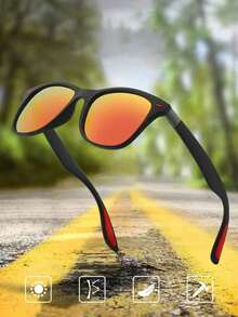 一副男女通用经典时尚眼镜，方形时尚眼镜，防护眼镜，适合旅行、钓鱼、骑行和其他户外活动，百搭时尚，是夏季海滩度假和户外旅行的理想之选。 - 黑色 - 查看 14