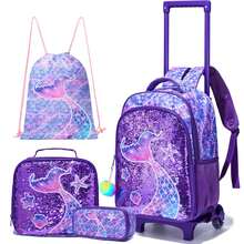 Backpack Kit Handbag Pencil Case Wheels Children's Female School - Multicolor - View 14