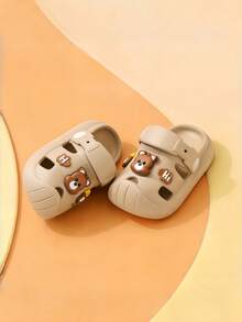 Cute Rhinestone Bow Open Toe Girls Sandals, Breathable Beach Holiday Shoes - Khaki - View 6