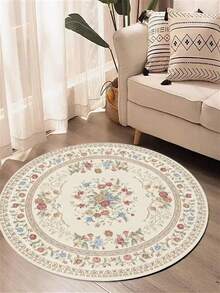 1 件复古花卉圆形地毯，波西米亚风格装饰地毯，耐用轻质涤纶纤维地毯，适用于客厅沙发卧室家居装饰，节日装饰地毯 - 彩色 - 查看 3