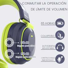 Auriculares para niños, Bluetooth 5.3, inalámbricos, 68 horas, volumen limitado, 85/96 dB, plegables con cable, micrófono auxiliar para iPad, portátil, niño, niña, viajes (Obsidiana Ardiente) - Auroras boreales mexicanas - Ver 6