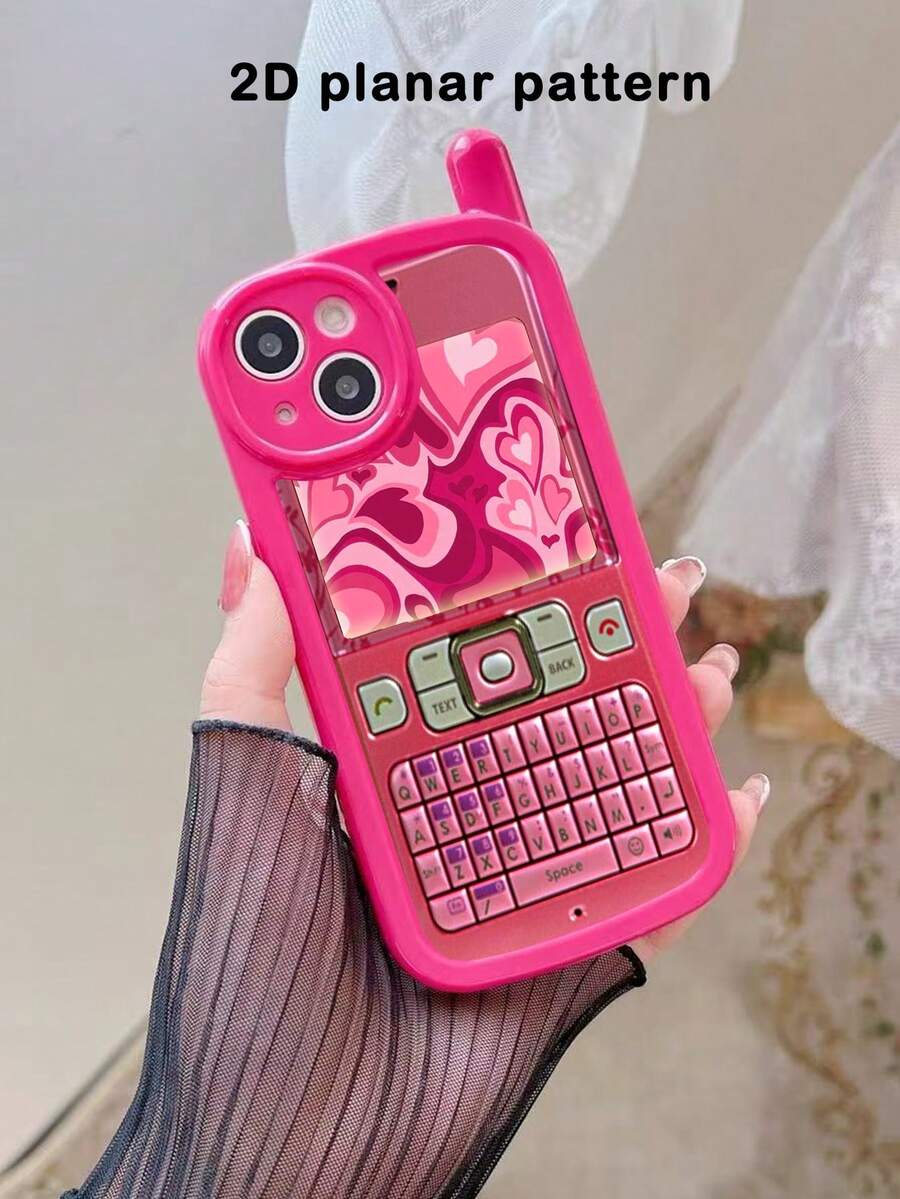 1个全新个性化大老板紫红色爱心彩绘防摔手机壳，亮面彩绘软壳保护套，兼容 17 Pro/17 Air/17/17 Pro Max/16/11/16 Pro/16 Plus/16 Pro Max/16 e/15 Pro Max/13/14/12/XS/XR/7G/8P3、14、11、P12