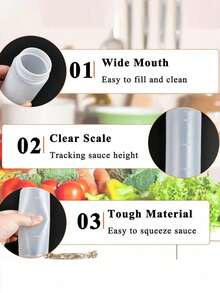 1个三孔挤压式酱料瓶，沙拉酱和蜂蜜分配器，烘焙烹饪厨房小工具，情人节、新年、母亲节、毕业季实用礼物 - 彩色 - 查看 4