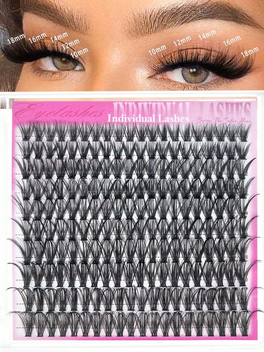200pcs 40D Fluffy DIY Cluster Lashes - 10-18mm Mixed Length Eyelash Extension 0.07mm Russian D Curl Thick And Reusable Dramatic Lashes For Beginners Easy To Use - 10 Rows Lash Clusters,Eyelash Clusters,Individual Eyelashes,Lashes,Fake Lashes - D - View 1