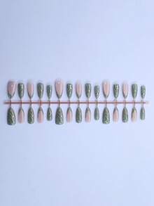 10个可重复使用的3D镀金花朵猫眼美甲装饰，绿色法式美甲，适合女性和女孩的DIY美甲设计 - 綠色 - 查看 4