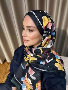 1pc Women's Bohemian Style Geometric Print Scarf Shawl, Versatile For Muslim Abaya Wear And Daily Use - Multicolor - View 5