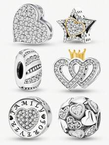 1个925纯银心形吊坠，适合女性DIY手链饰品