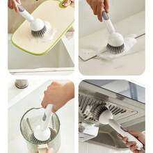 1 pieza Cepillo de cocina de mango largo con jabón líquido, herramienta de limpieza de ollas giratoria, cepillo exclusivo para platos y ollas de cocina, cepillo de limpieza multifuncional - Multicolor - Ver 7