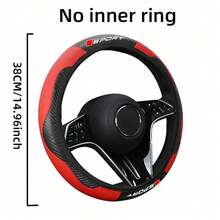 1pc Leather Steering Wheel Cover With Carbon Fiber Pattern And Letter Design, Universal For All Seasons