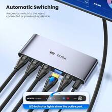 Llano HDTV 2.1 Switch, 4 In 1 Out 8K HDTV Switch With IR Remote Control, Supports VRR, CEC, HDR, Dolby Atmos, 4K@120Hz HDTV Switch Selector - Silver-4K - View 9