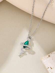 1PC Retro Green Synthetic Zirconia Creative Snake Design Pendant Necklace Gothic Cool Clavicle Chain Party Band Jewelry - Necklace - View 8