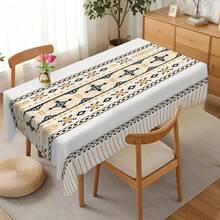 1pc Modern Minimalist Style Tablecloth, Polyester Rustic Decor, Rectangular Bohemian Print, Fade-Resistant, Washable, Stylish Rectangular Dining Table Cover, Suitable For Daily Living Room, Kitchen, Dining Room, Outdoor Weddings, Gifts