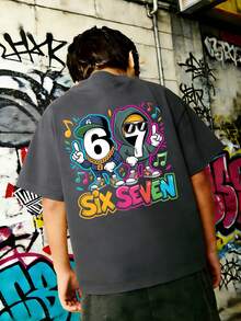 Tween Boy 67 & 67 Puzzle Design Print T-Shirt, Math Puzzle & Video Game Lover Graphic Tee - Dark Grey - View 5