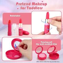 Toddler Girl Toys Pretend Makeup Kit For Girls 3-5 Play Makeup Set For 3-5 4-6 Toddler Makeup Kit With Fake Makeup Set Car Key And Make Up Toy For Age 3 4 5 Year Old Girl Gifts - Red - View 5