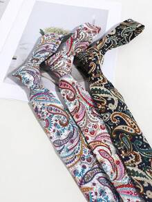 1 chiếc cà vạt nam kiểu Bohemian họa tiết Paisley, thoải mái và đa năng, phù hợp cho trang phục hàng ngày, dự tiệc, hẹn hò, du lịch và nghỉ lễ. - Hương vị hạt điều - Xem 3