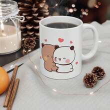 11oz Ceramic Mug With Cute Hugging Bears Design - Adorable Bear Hug Coffee Cup With Heart Shape - Cute Panda And Pet Design - Fun Gift For Boyfriend, Girlfriend Or Best Friend - Dishwasher And Microwave - Multicolor - View 4