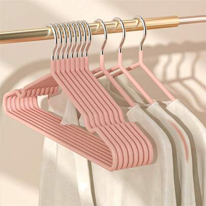 40pcs Premium Non-Slip Coated Hangers, Lightweight & Fashionable Closet Organizer, Easy To Hang Shirts And Pants, Ideal For Spring/Summer Wardrobe Refresh, Great Holiday Gift, Minimalist Design Fits Modern Home Decor, Enhance Your Closet Aesthetics This Season. Random Color Assortment, 10/40pcs