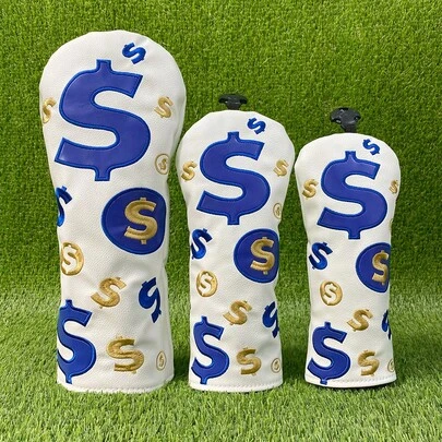 时尚字母S高尔夫球杆套，蓝、金、白配色，简约时尚，男女通用，运动礼品