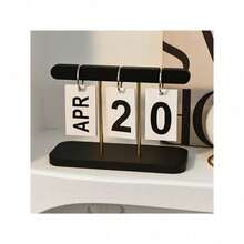 Nordic Minimalist Creative Flip Calendar, Desk Calendar Ornament, Home Living Room Dining Table Coffee Table Office Desk Decoration, Valentine's Day Gift. - màu đen - Xem 1