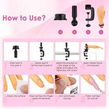 Silicone Nail Practice Hand, Flexible Lifelike Hand Model For Acrylic/Gel Nail Art Training, With Non-Slip Base, Ideal For Nail Students, Beginners And Salon Trainees, Great Christmas And Graduation Gift, 360° Rotatable Wrist, Detachable Fingers - Multicolor - View 6