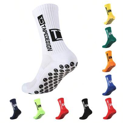 1 Pair Of New Mid Tube Football Socks With Anti Slip Silicone Sole, Thick Towel Cushioning, Football Socks, Basketball Socks