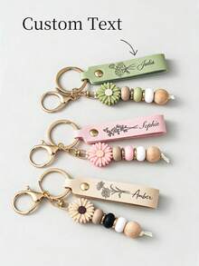 Personalized Daisy Keychain, Handmade Daisy Beaded Keychain, Customized Name Keychain, Cute Customized Pendant, Back To School Or Friendship Gift - Multicolor - View 6