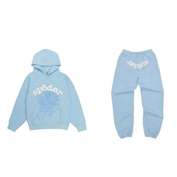  SP5DER Spider Worldwide Tracksuit Hoodie Set Cobweb Spider Style, Letter Print, Hip Hop Hoodie Set,Long Sleeve Fashion Sweatshirt, Hoodie Pant Casual Tracksuit Long Sleeve Athletic Suit, Couple MatchingDesign, Designed For Both Men And Women.Sportswear Set