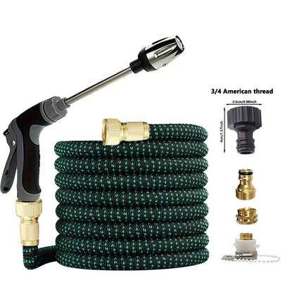 7pcs High Pressure Expandable Car Wash Water Hose With Adjustable Spray Nozzle Garden Hose Set, Universal For Europe And US