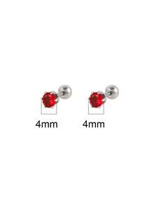 1 Đôi Khuyên Tai Đinh Tán Bằng Thép Không Gỉ, Khuyên Tai Vòng Tròn Đá Cubic Zirconia Nhiều Màu Sắc Dành Cho Nữ, Phụ Kiện Khuyên Tai, Trang Sức Nam - Bạc - Xem 12