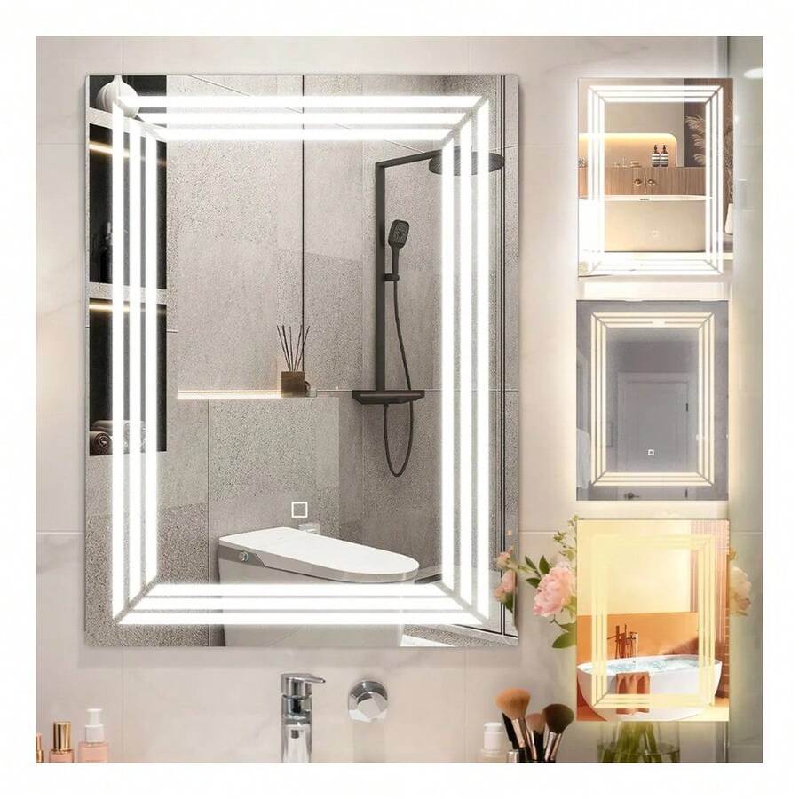 Espejo Con Luz Led Touch 3 Modo Para Baño 50 X 70cm Espejo - Negro - Ver 1