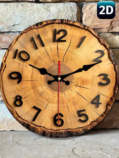 1pc 10"/12" 2D Flat Wall Clock - Vintage Sculpture Style Wall Clock, Roman Numerals, Rustic Round Design, Suitable For Decor In Various Occasions Like Home, Office Or Bar. Retro Wall Clock | Classic Wall Clock | Elegant Round Design, Vintage Wall Clock Decor.