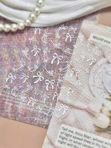 1 Sheet Spring Tulip Nail Art Stickers White Lace Bowknot Crystal Nail Stickers 5D Embossed Design Self-Adhesive Nail Art Decoration - Multicolor - View 13