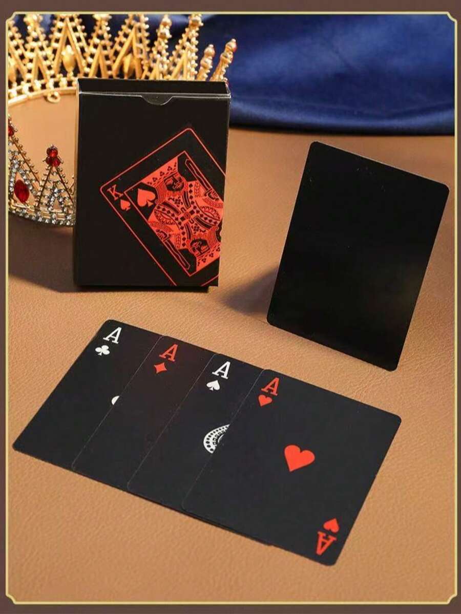 1 kortlek med flexibla spelkort, med ask, cool design, lämplig för fester, spel, presenter och firanden, röda spelkort, present>röd, spelkort - Röd - Visa 1