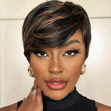 Charming Women'S Short Pixie Cut Wig - 200% Density Glueless Human Hair With Soft Rose Net Cap, Natural Look Straight Style With Bangs For Daily Wear & Cosplay & Parties & Music Festival & Christmas Party Wig - S1/30 - View 6