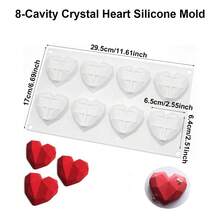 1个8/15/35孔硅胶心形慕斯模具，手工巧克力糖果果冻甜点烘焙模具，蛋糕装饰工具，情人节心形硅胶烘焙模具 - 白色 - 查看 14