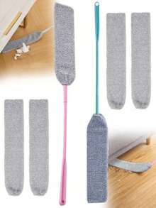 1pc Dust Brush With Extension Pole And Soft Microfiber Head, Washable, Suitable For Cleaning Furniture Bottoms - Multicolor - View 2