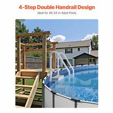 Swimming Pool Ladder, 4-Step Double Handrails Stairs With Non-Slip Heavy Duty Steps, Reliable 400 Lbs Max Load Capacity, For 48-54 In Inground & Above-Ground Pools Of Any Decking Surface, Grey - Gray - 4-step - View 2