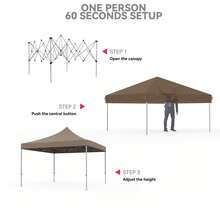 Gazebo Instantáneo 10x10 ft con 4 Paredes Laterales | Toldo Exterior Portátil con Bolso con Ruedas, Impermeable para Jardín, Patio y Eventos al Aire Libre - Caqui - Ver 4