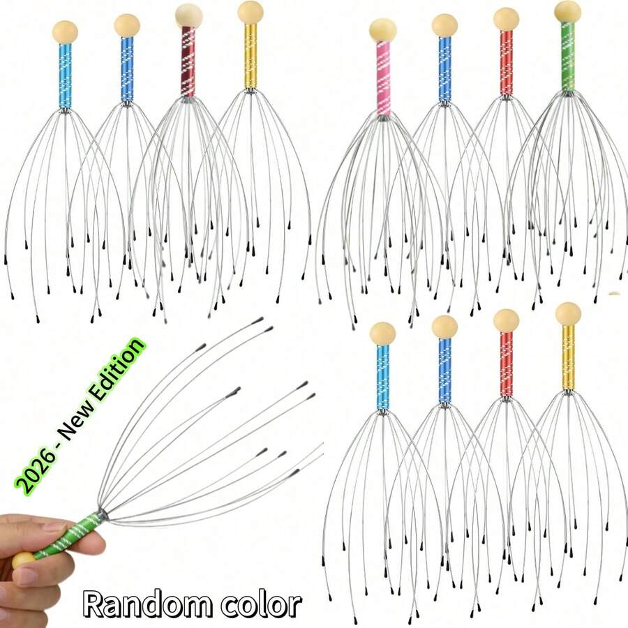 1/2个12爪头部按摩器，头部抓挠头皮按摩器，用于放松和缓解身体压力的头皮按摩器