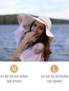 女士宽檐镂空蕾丝遮阳帽，时尚优雅的沙滩遮阳帽 - A - 查看 4