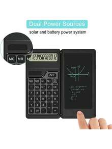 1 PIEZA Calculadora solar portátil y plegable 3 en 1 - Pantalla de escritura reutilizable con borrado con un solo clic, gran pantalla, teclas silenciosas, multifuncional para escritorio y viaje, para estudiantes, escuela, estudio, oficina y suministros de papelería - Calculadora T3 (Solar + Batería) - Ver 11
