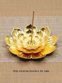 2pcs Vintage Lotus Incense Burner/Holder, Elegant And Compact Design, Suitable For Living Room, Bedroom And Other Spaces - Bronze - View 17
