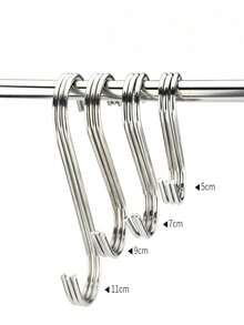 5/10/20pcs Heavy Duty Stainless Steel S-Shaped Hooks With Anti-Scratch Caps, Adjustable Wall-Mounted Accessory Storage Rack, Home Bathroom Decor, Bathroom Storage, Autumn Decor, Back To School Decor - Multicolor - View 7
