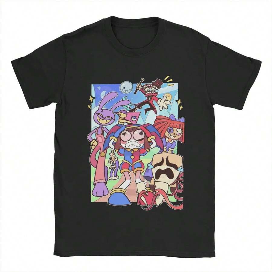 2025 Tshirt Amazing And Digital Circus Graphic Print T Shirts For Men Women Pure Cotton Tee Shirt Clothing,2025 Christmas Tshirt,Fashion Print Casual T-Shirt,Loose Short Sleeve T-Shirt,Short Sleeved Single-Sided Printed T-Shirt,100% Cotton Short Sleeve Casual Tee, Black - Perfect Thanksgiving Christmas New Year Gift - màu đen - Xem 1