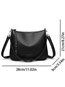 正品品牌女士软皮单肩包 奢华设计师斜挎包 女士休闲手提包 邮差包 通勤包 - 黑色 - 查看 5